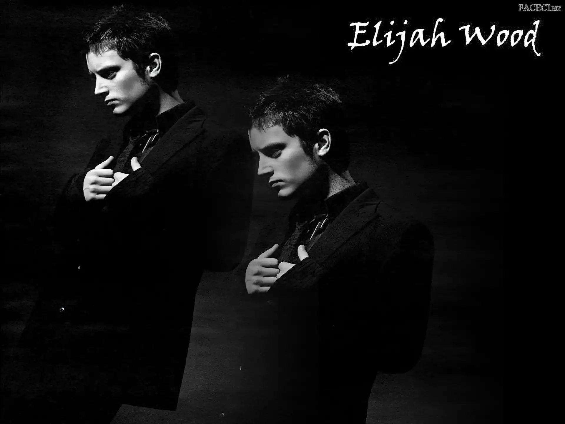 krawat, Elijah Wood, czarny garnitur